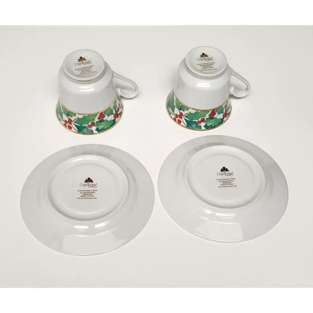 Day Spring Ceramic Tea Pot/Saucers Religious Romans 15:13 Siloam Springs AR